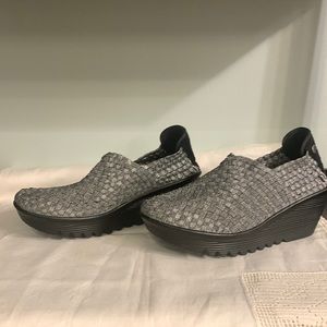 Bernie Mev gem slip on wedges, silver size 7.5